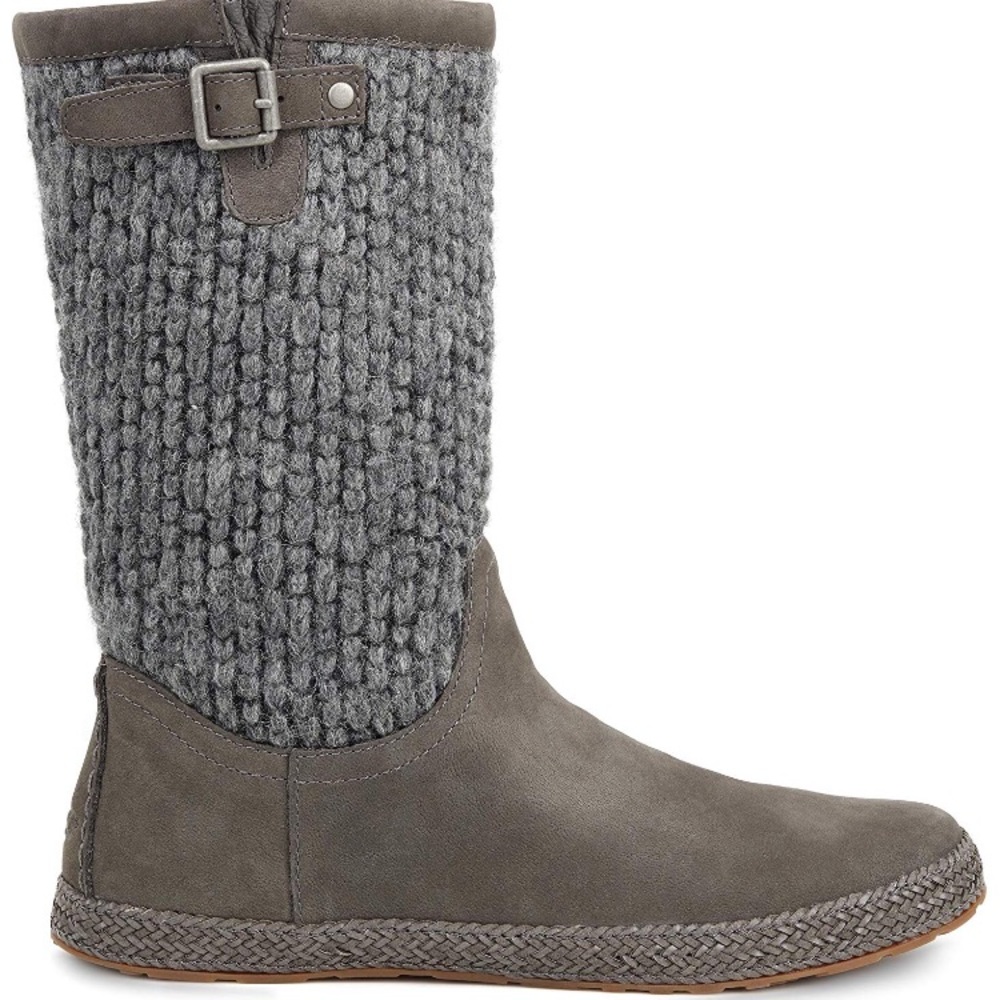 UGG Australia Lyza Grey Knit Wool/Leather Boots 8